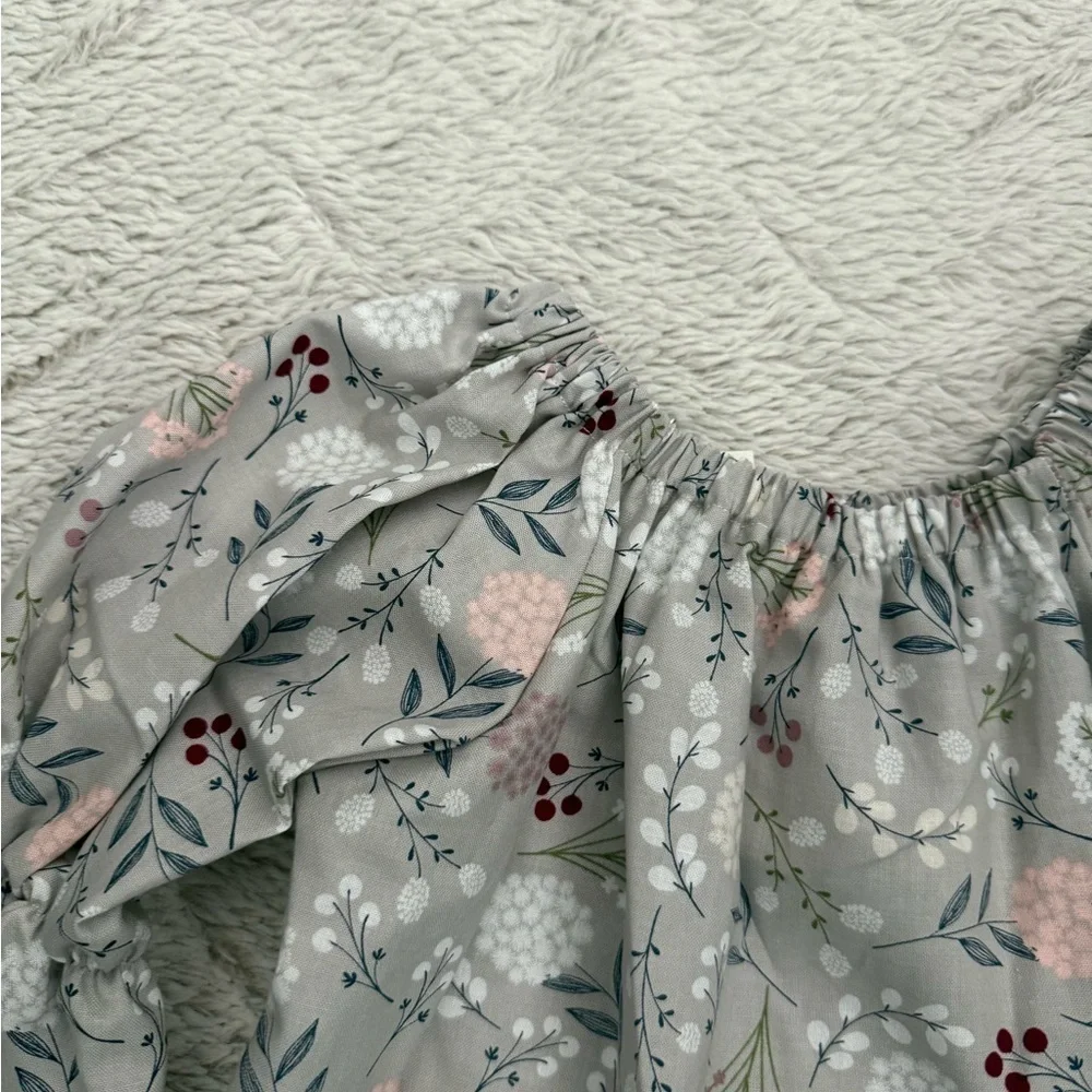 New Handcrafted Dandelion Print Peasant Dress
